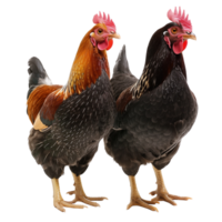 Two hens isolated on a transparent background png