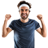 A happy athlete isolated on a transparent background, showing a joyful expression png