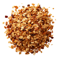 A top view of a granola, isolated on a transparent background png