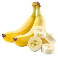 Bunch of banana fruits. Peeled cut bananas isolated on a transparent background png