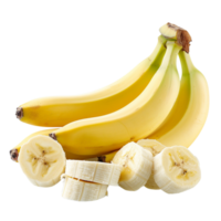 Bunch of banana fruits. Peeled cut bananas isolated on a transparent background png