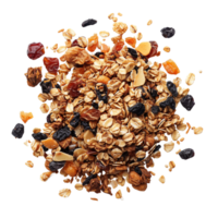 A top view of a granola, isolated on a transparent background png