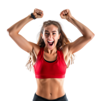A happy athlete isolated on a transparent background, showing a joyful expression png
