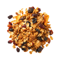 A top view of a granola, isolated on a transparent background png