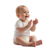 ein Baby Sitzung und klatschen es ist Hände, isoliert auf ein transparent Hintergrund png
