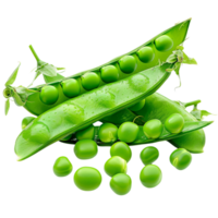 A heap of bright green peas, fresh from the pod, vivid and inviting, captured by a renowned food photographer isolated on a transparent background png