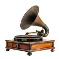 A beautifully preserved old gramophone isolated on a transparent background png