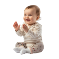 ein Baby Sitzung und klatschen es ist Hände, isoliert auf ein transparent Hintergrund png