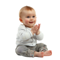 ein Baby Sitzung und klatschen es ist Hände, isoliert auf ein transparent Hintergrund png