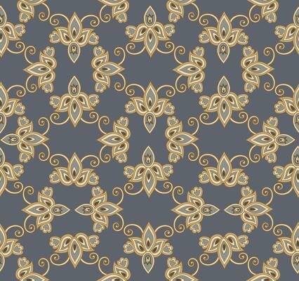 Arabesque floral seamless pattern. Flourish ornamental texture in damask asian style.