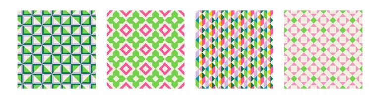 Set of Essential geometric printable seamless pattern with abstract Minimal elegant line form stroke shapes in vibrant colors. Modern simple background in minimalist mid century style wall art vector