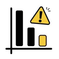 Warning signs and bar graphs. Bankruptcy crisis. vector