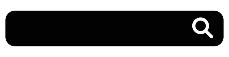 Black search box icon with white magnifying glass search button. Flat design style. vector