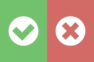 Check mark and cross mark background. vector