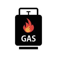 Propane gas icon with flame symbol printed on it. vector