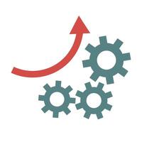 Gears and rising arrow. Improving the business model. Creating mechanisms. vector