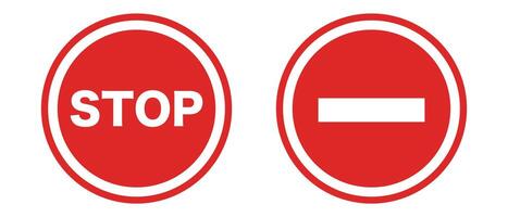 Red stop-mark icon set. vector