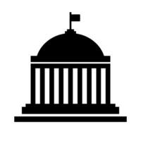 Simple government building silhouette icon. vector