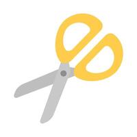 Flat design yellow scissors icon. vector