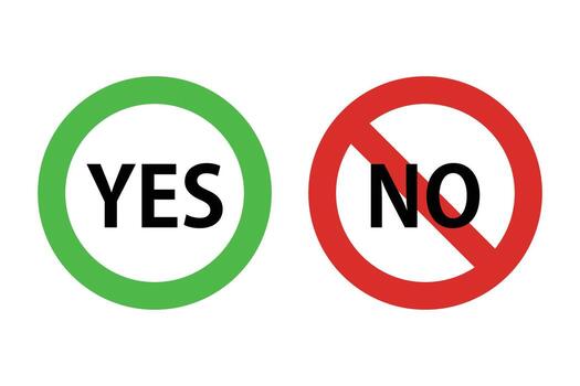 A set of YES icons for correct answers and NO icons for incorrect answers. vector