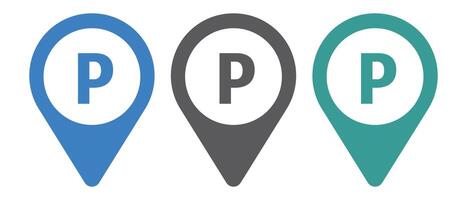 Parking sign map pin icons. vector