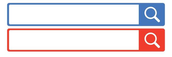 A set of blue search bars and a set of red search bars. vector