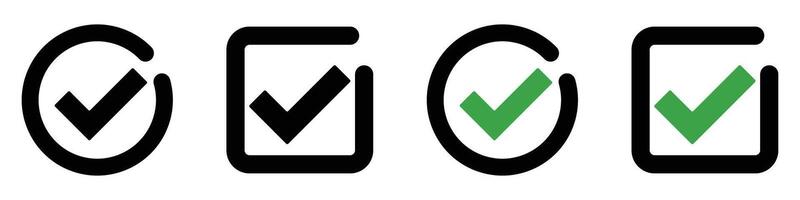 A set of checkmark icons. Consent and agreement. vector