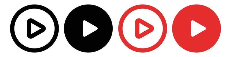 A set of icons for the play button. Start or music. vector
