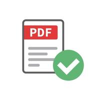 PDF files and check mark icons. Checking electronic documents. vector