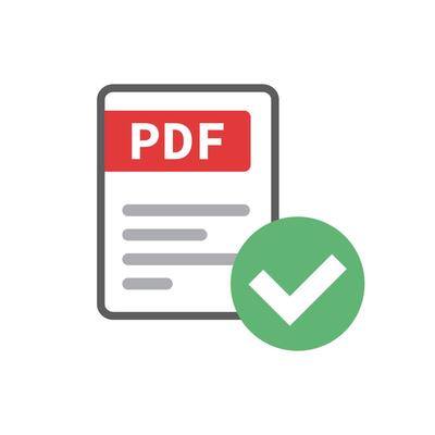 PDF files and check mark icons. Checking electronic documents.