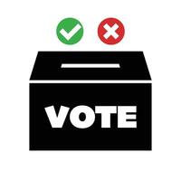 Ballot box, check mark and cross mark icon set. Election and vote. vector
