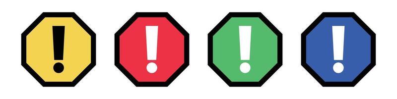 Octagonal Warning Symbol Icon Set vector