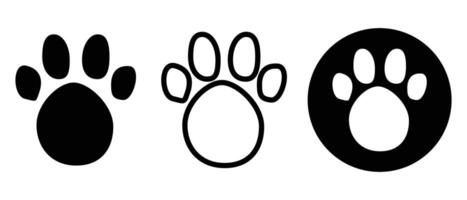 A set of silhouette icons of paw paw. Pawprint stamp set. vector