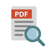PDF document checking. Business document verification. pdf icons and magnifying glass icons. vector