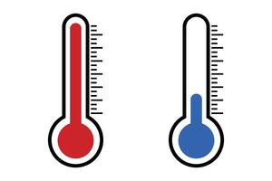Set of icons of thermometer with high temperature and thermometer with low temperature. vector