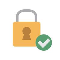 Padlock and check mark. Security and authentication. vector
