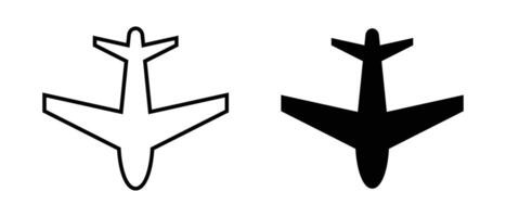 Black and white airplane icon set. vector