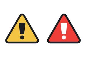 Yellow and red warning symbol set. vector