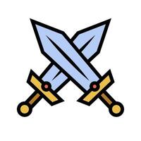 Flat design crossed swords icon. Battle icon. . vector