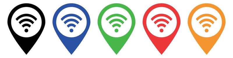 Wifi map pin icon set. vector