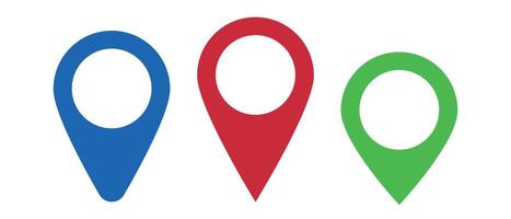 Map pin icon set. Location display on a map. vector
