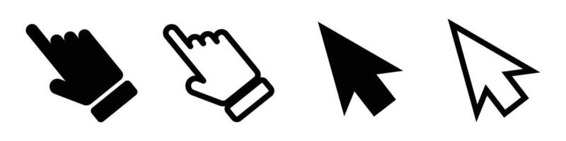 A set of mouse pointer icons. Index finger and mouse cursor. vector