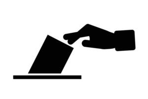Vote your ballot in the ballot box. Silhouette icon of a voting hand. vector