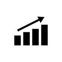 Silhouette icon of an ascending arrow and bar graph vector