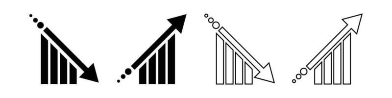 A set of icons for ascending and decreasing graphs. vector