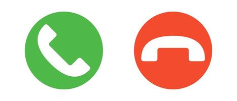 Phone call icon set. Accept call and decline handset button. vector
