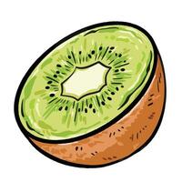Sliced kiwi fruit illustration isolated on square white background. Simple flat cartoon art styled drawing. vector
