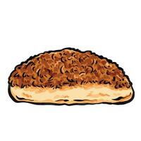 Beef floss bread food illustration isolated on square white background. Simple flat roti abon sapi cartoon art styled drawing. vector