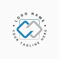 Logo design graphic concept creative premium stock initial W or CC font line square connect cutting off Related to monogram typography branding vector