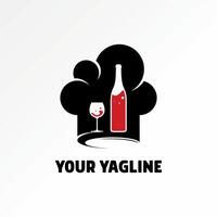 Logo design graphic concept creative abstract premium stock cooking chef hat bottle and bar wine glass restaurant Related to food drink kitchen vector